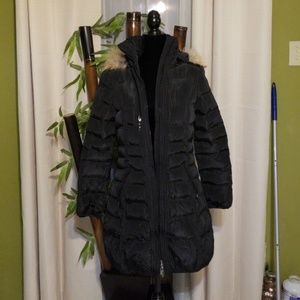 Black fur hood jacket